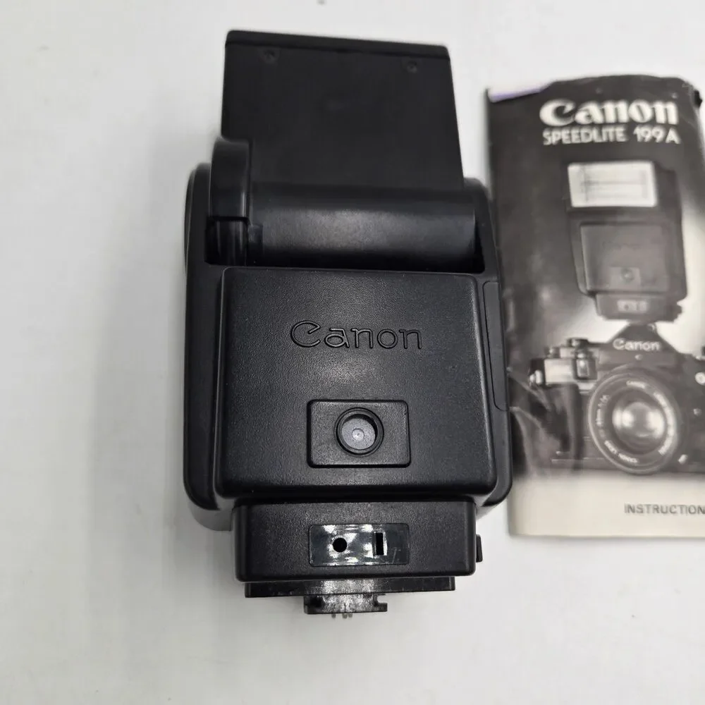 Vintage Canon Speedlite 199A Shoe Mount Camera Flash Carrying Case Manual WORKS